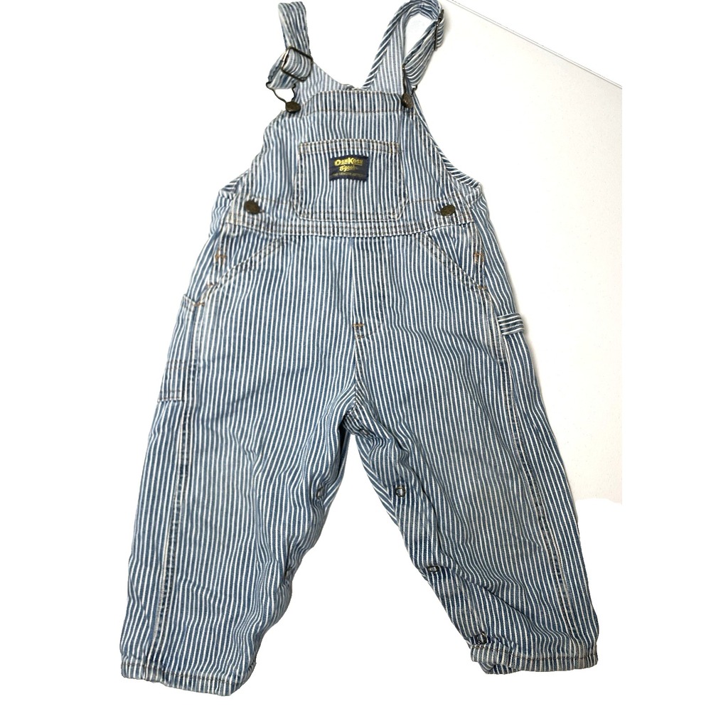 Vintage Oshkosh B Gosh Vestback Overalls Striped Railroad 90s Baby 24 Months‎